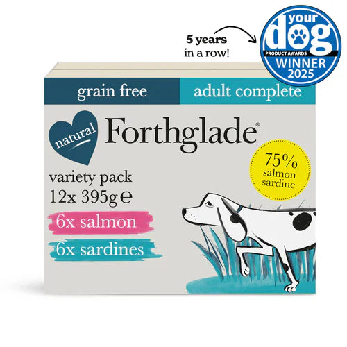 Forthglade Complete Adult Grain Free Variety Pack - Salmon & Sardines - Natural Wet Dog Food