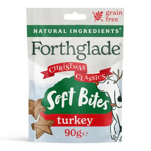 Forthglade Christmas Classics Soft Bites turkey treat package on a white background