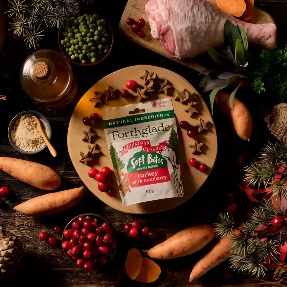 Forthglade Natural Christmas Soft Bites Turkey & Cranberry dog treats 90g