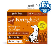 Forthglade Complete Adult Grain Free Variety Pack - Chicken Liver & Turkey - Natural Wet Dog Food
