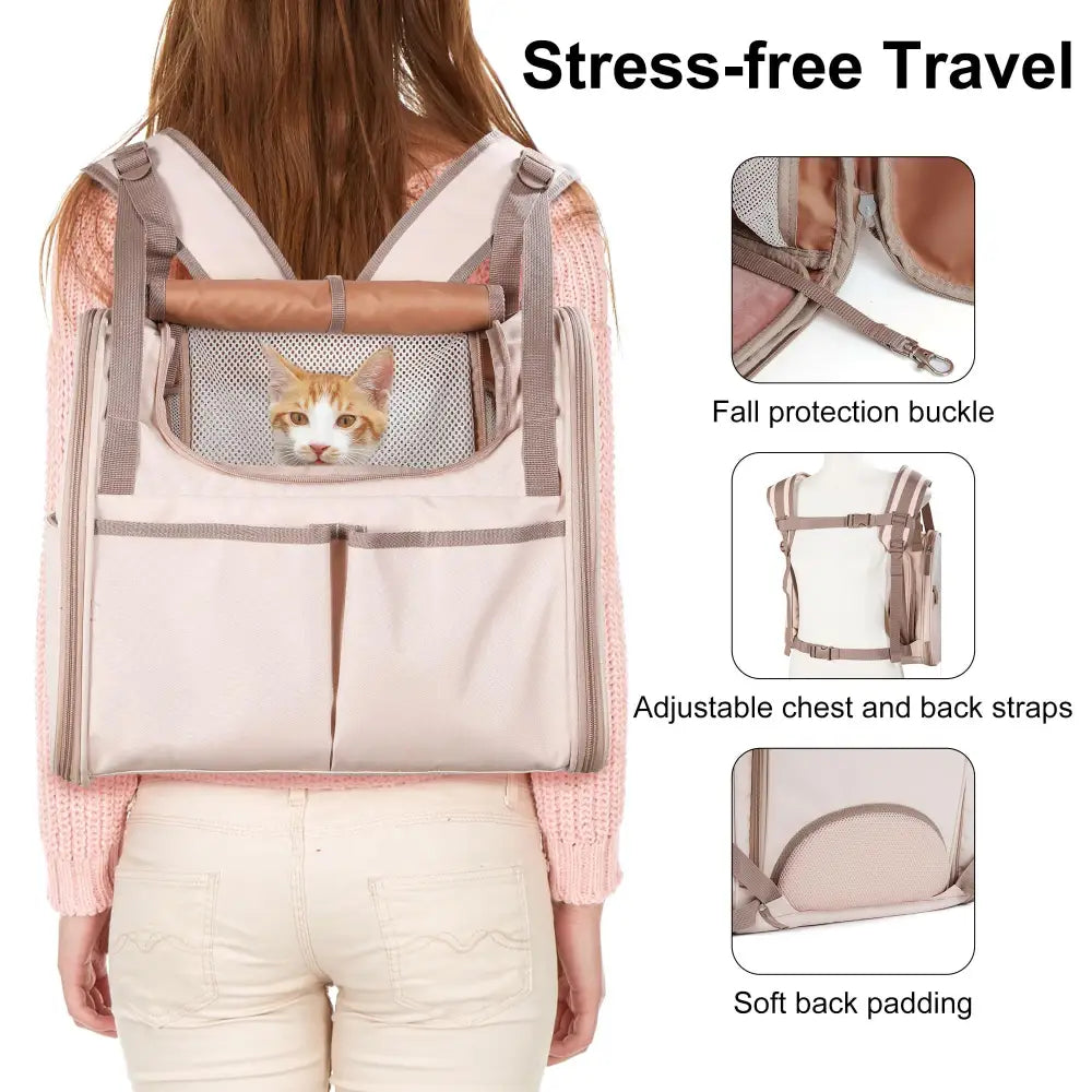 FUKUMARU Cat Backpack Carrier Expandable Pink - Pet Carrier