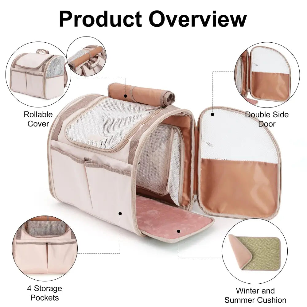 FUKUMARU Cat Backpack Carrier Expandable Pink - Pet Carrier