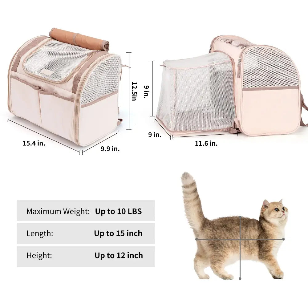 FUKUMARU Cat Backpack Carrier Expandable Pink - Pet Carrier