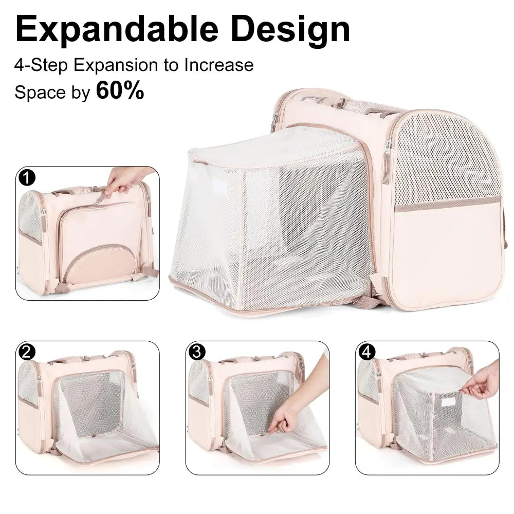 FUKUMARU Cat Backpack Carrier Expandable Pink - Pet Carrier