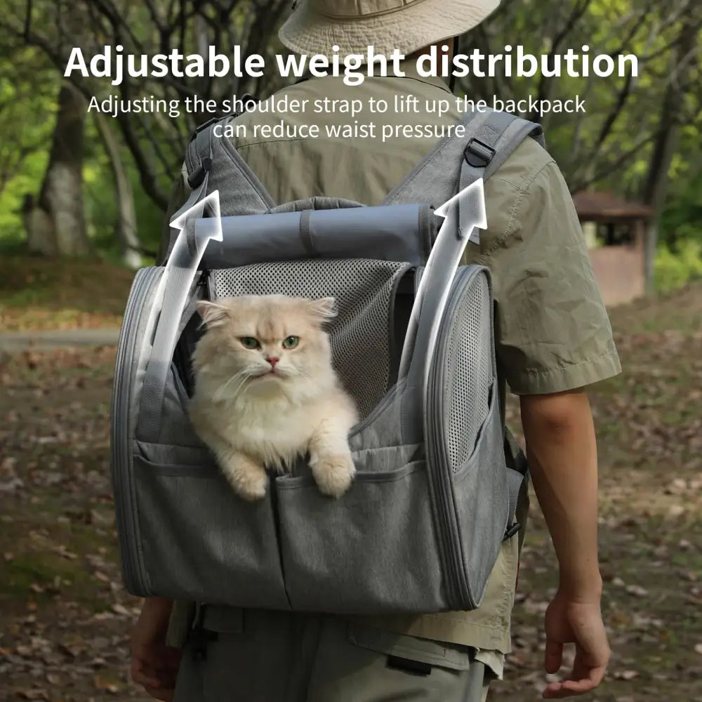 FUKUMARU Cat Backpack Expandable Grey - Pet Carrier