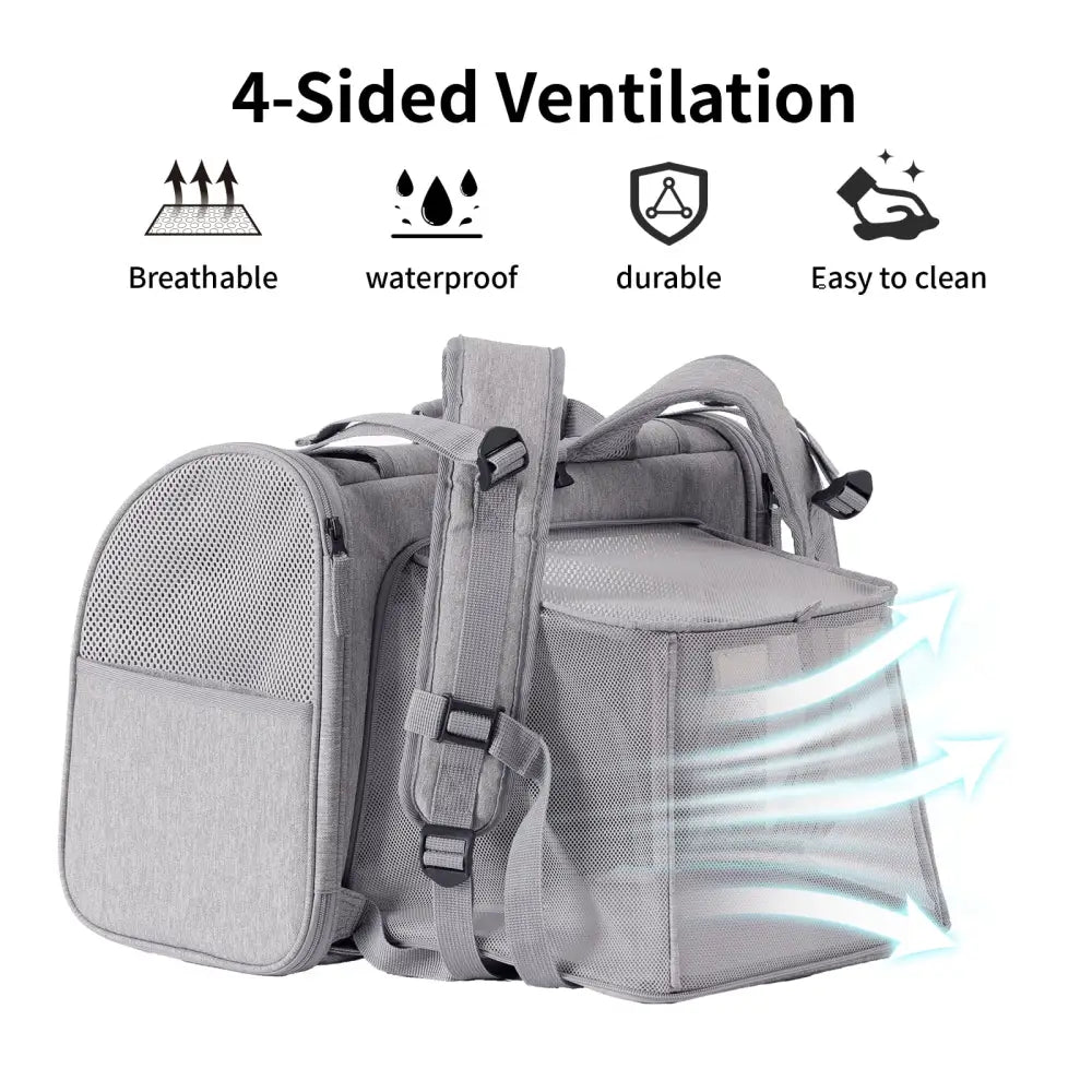 FUKUMARU Cat Backpack Expandable Grey - Pet Carrier