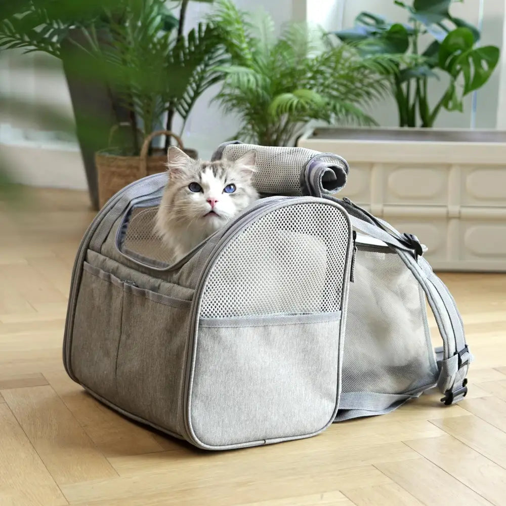FUKUMARU Cat Backpack Expandable Grey - Pet Carrier