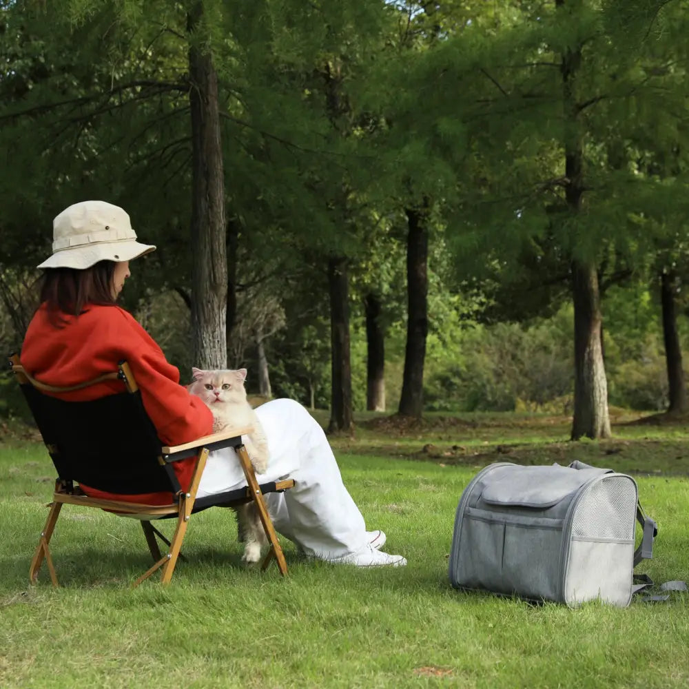 FUKUMARU Cat Backpack Expandable Grey - Pet Carrier