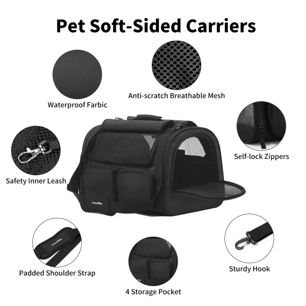 FUKUMARU Cat Carrier Black - Pet Carrier