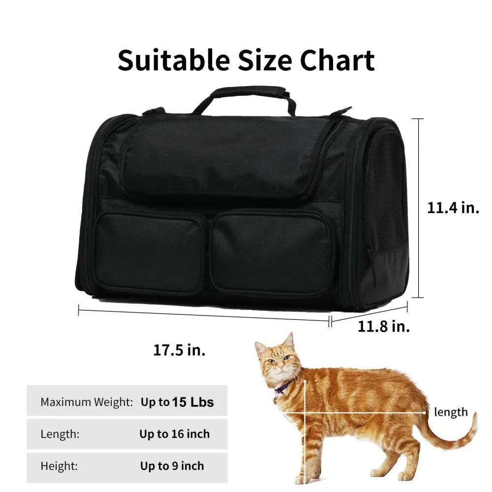 FUKUMARU Cat Carrier Black - Pet Carrier
