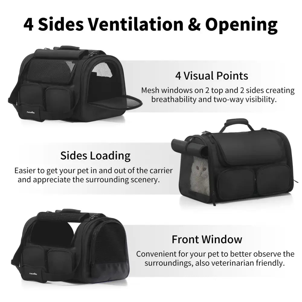 FUKUMARU Cat Carrier Black - Pet Carrier