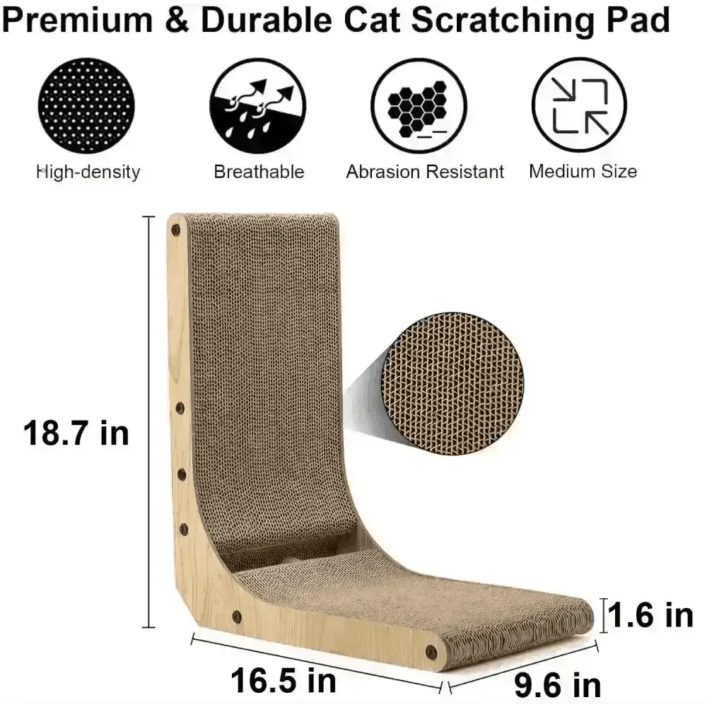 Premium brown FUKUMARU Cat Scratcher with durable high-density material and wooden frame