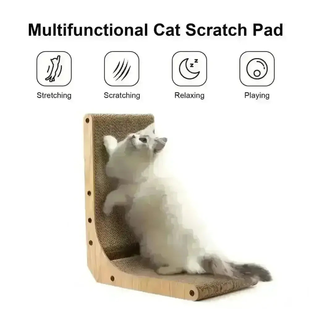 Multifunctional beige cat scratcher with wooden frame and cardboard surface for Cats