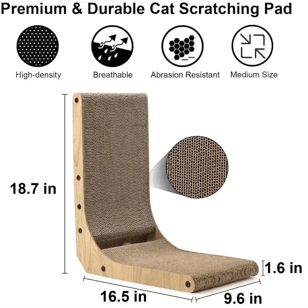 Premium brown FUKUMARU Cat Scratcher with durable high-density material and wooden frame