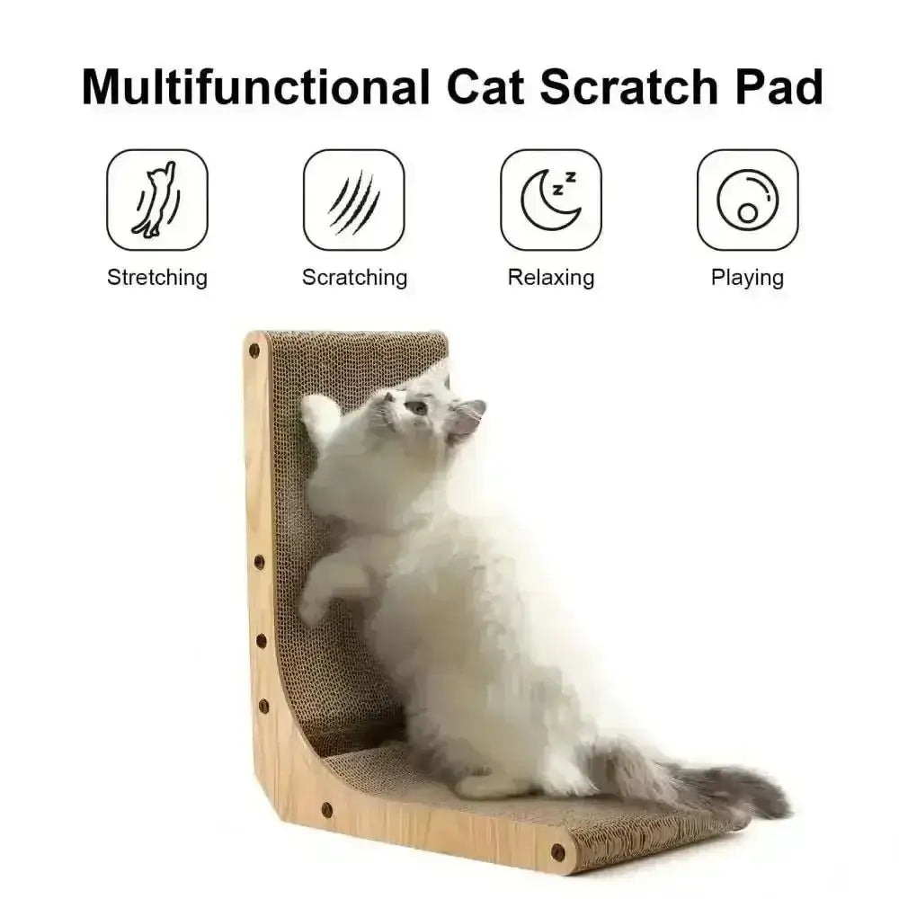 Multifunctional beige cat scratcher with wooden frame and cardboard surface for Cats