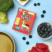 Furr Boost Dog Drink beef broccoli blueberry flavor carton illustration