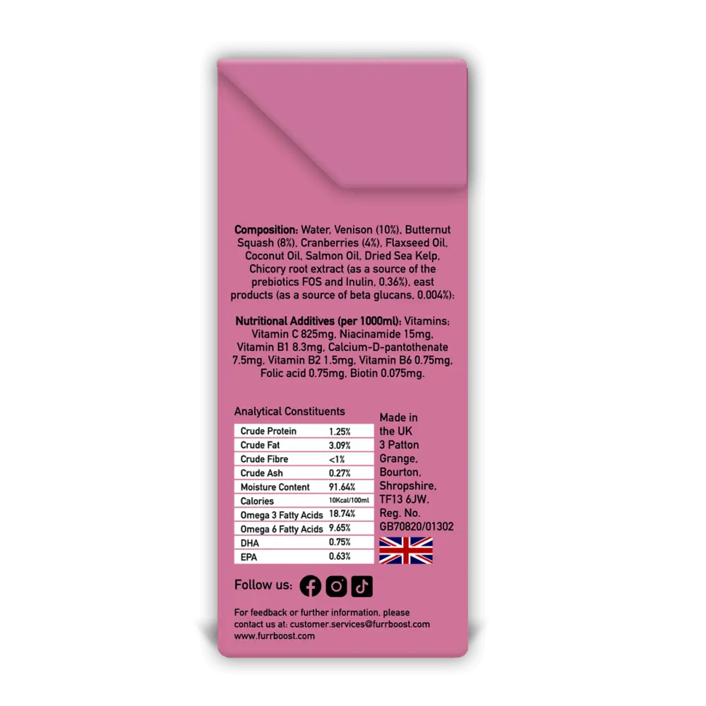Furr Boost Dog Drink Venison, Butternut Squash and Cranberry Carton 400ml