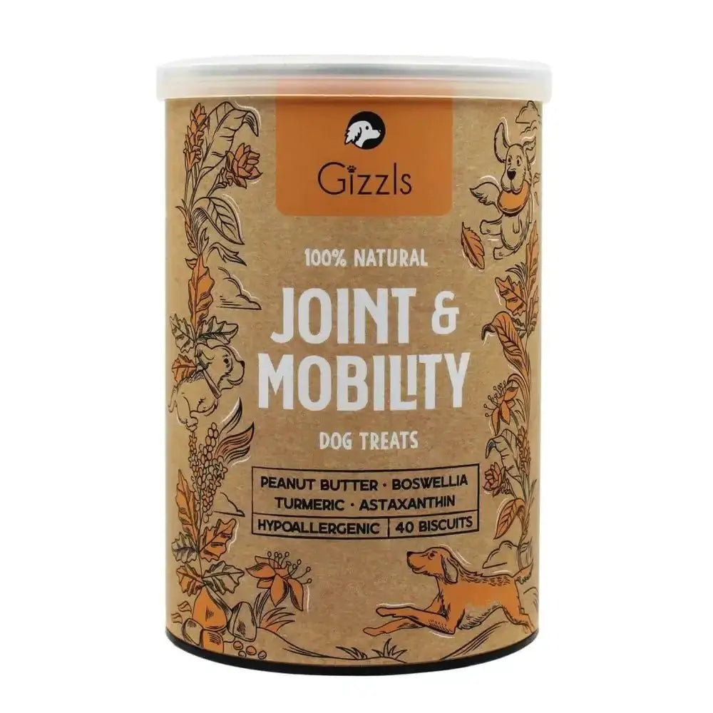 Gizzls natural dog treats in autumn tin for joint relief