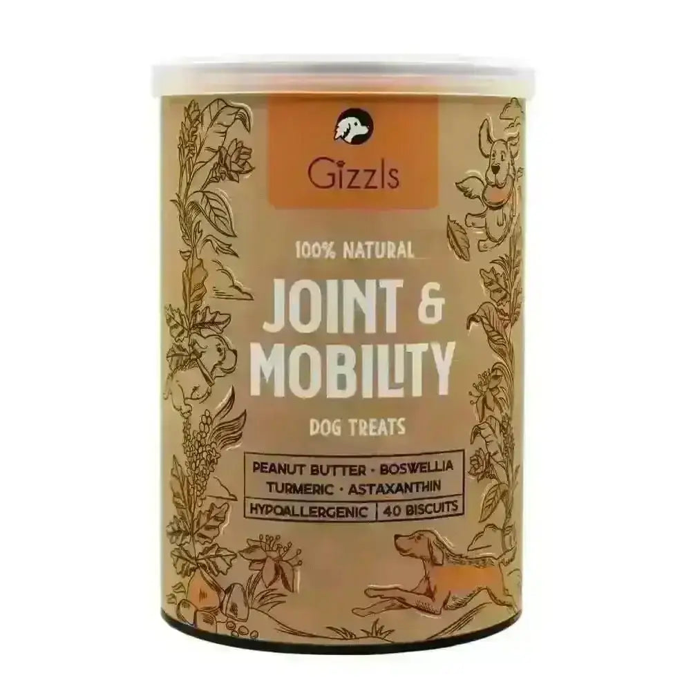 Gizzls natural dog treats in autumn tin for joint relief