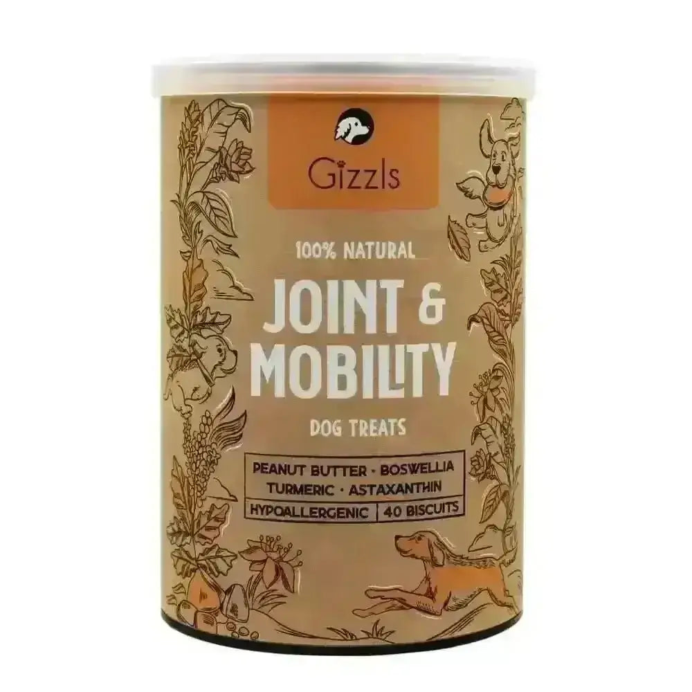 Gizzls natural dog treats in autumn tin for joint relief
