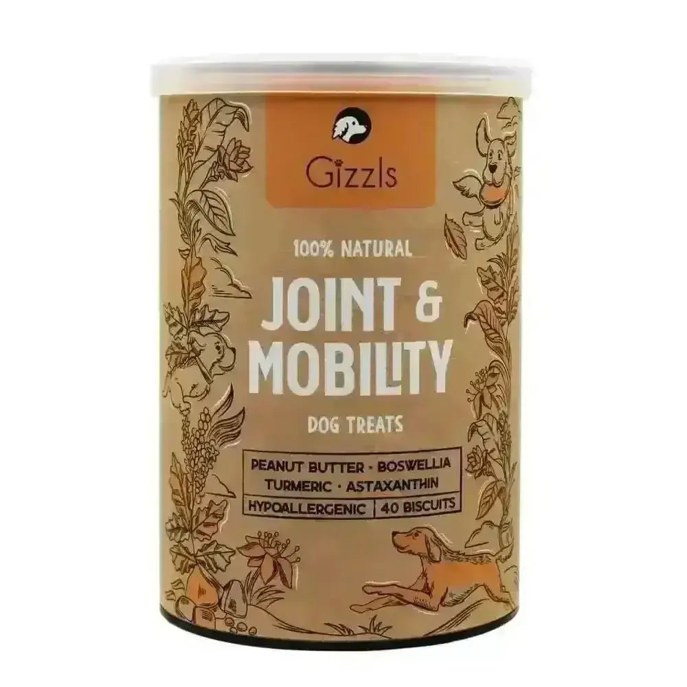 Gizzls natural dog treats in autumn tin for joint relief