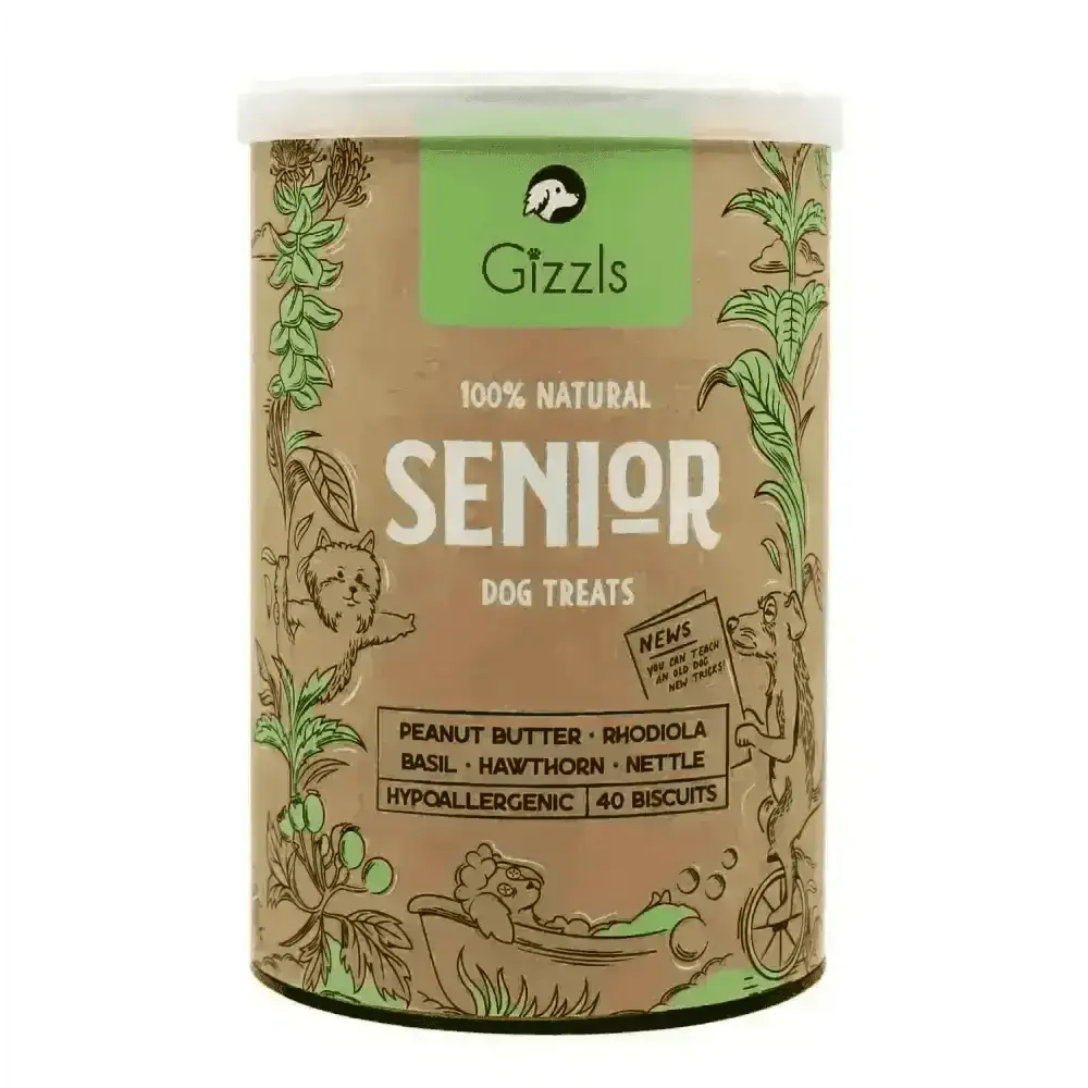 Gizzls 100% Natural Senior Dog Treats with Organic Peanut Butter