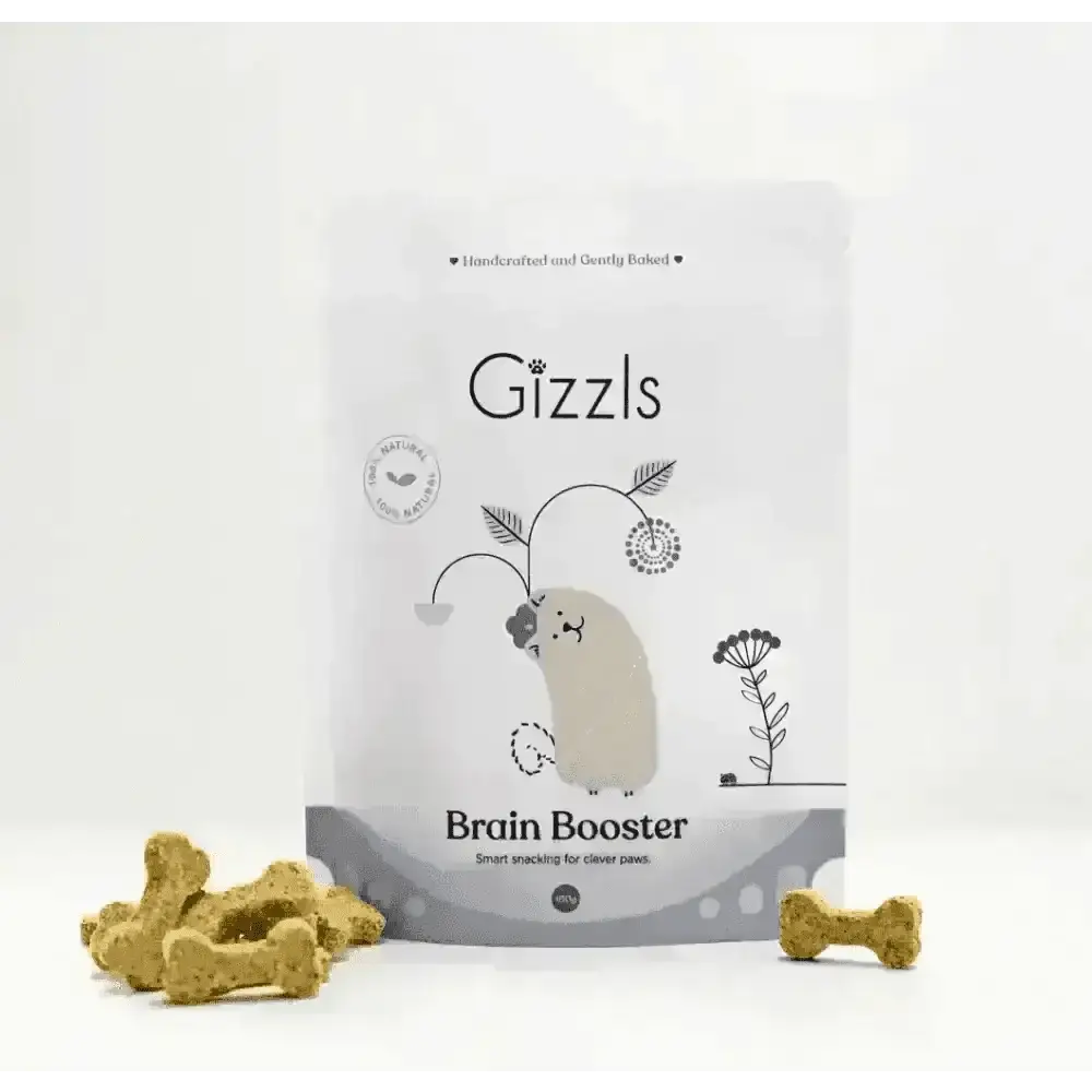 Gizzls Brain Booster peanut butter bone treats for small dogs