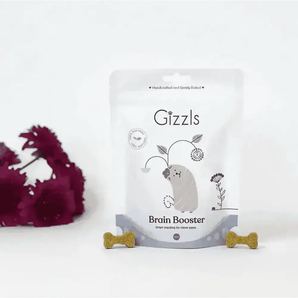 Gizzls Brain Booster Dog Treats for small dogs, peanut butter flavor, 100g