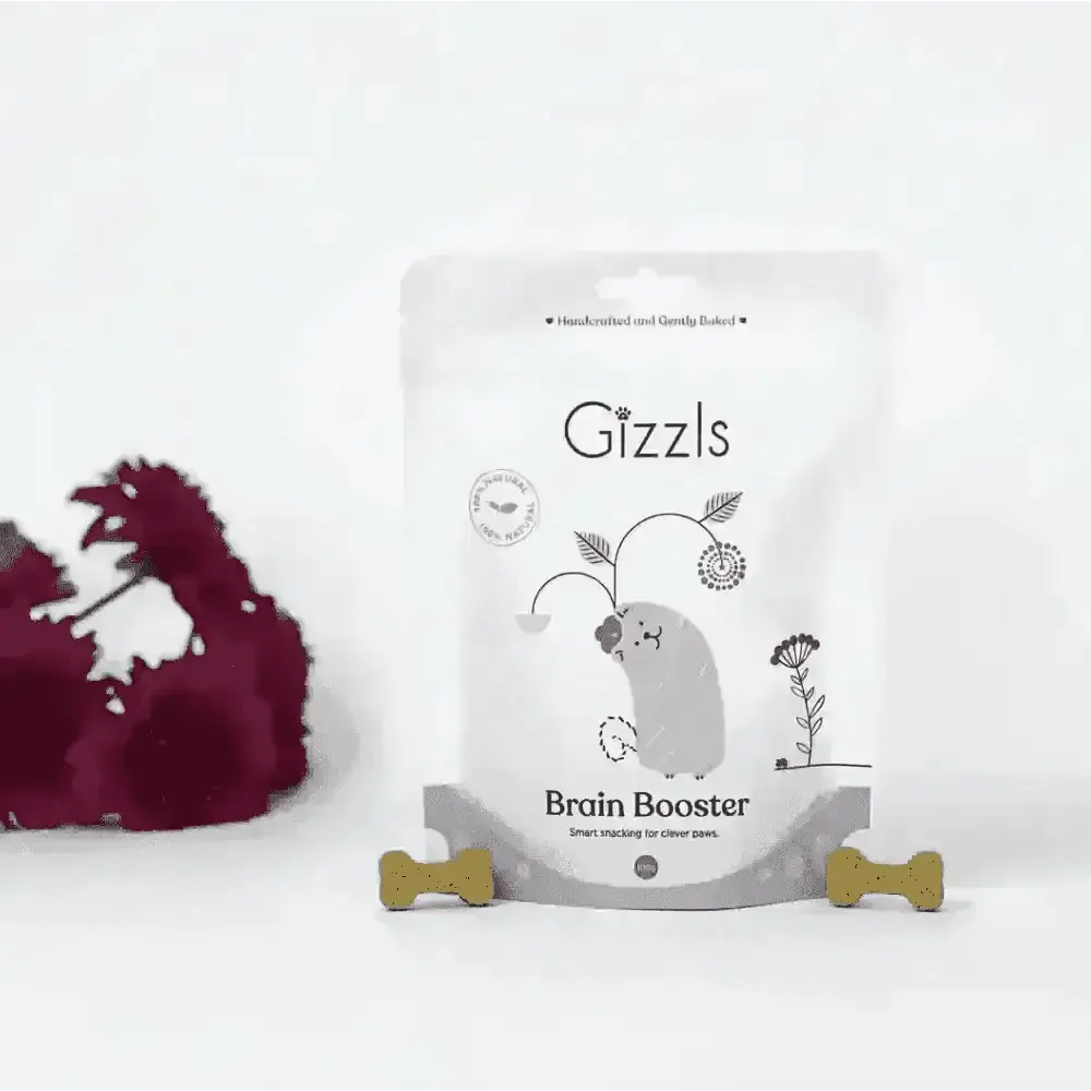 Gizzls Brain Booster Dog Treats for small dogs, peanut butter flavor, 100g