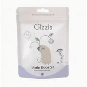 Gizzls Brain Booster dog treats bag with cute hedgehog design