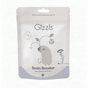 Gizzls Brain Booster dog treats bag with cute hedgehog design