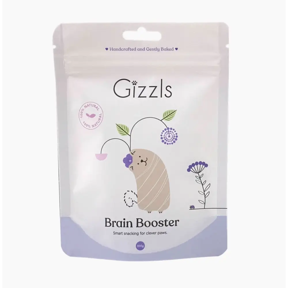 Gizzils Brain Booster packaging with a bear illustration on a white background
