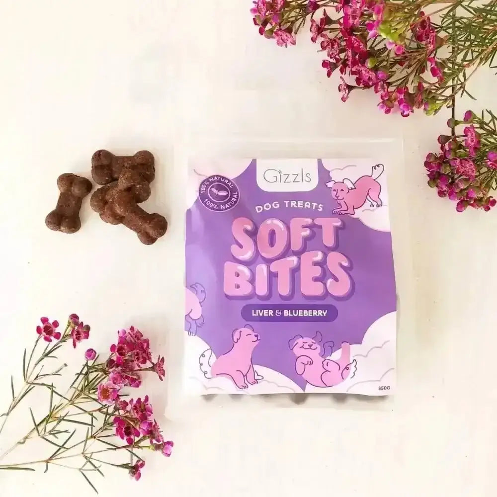 Gizzls Liver & Blueberry Chewy Dog Treats for Sensitive Mouths, 300g