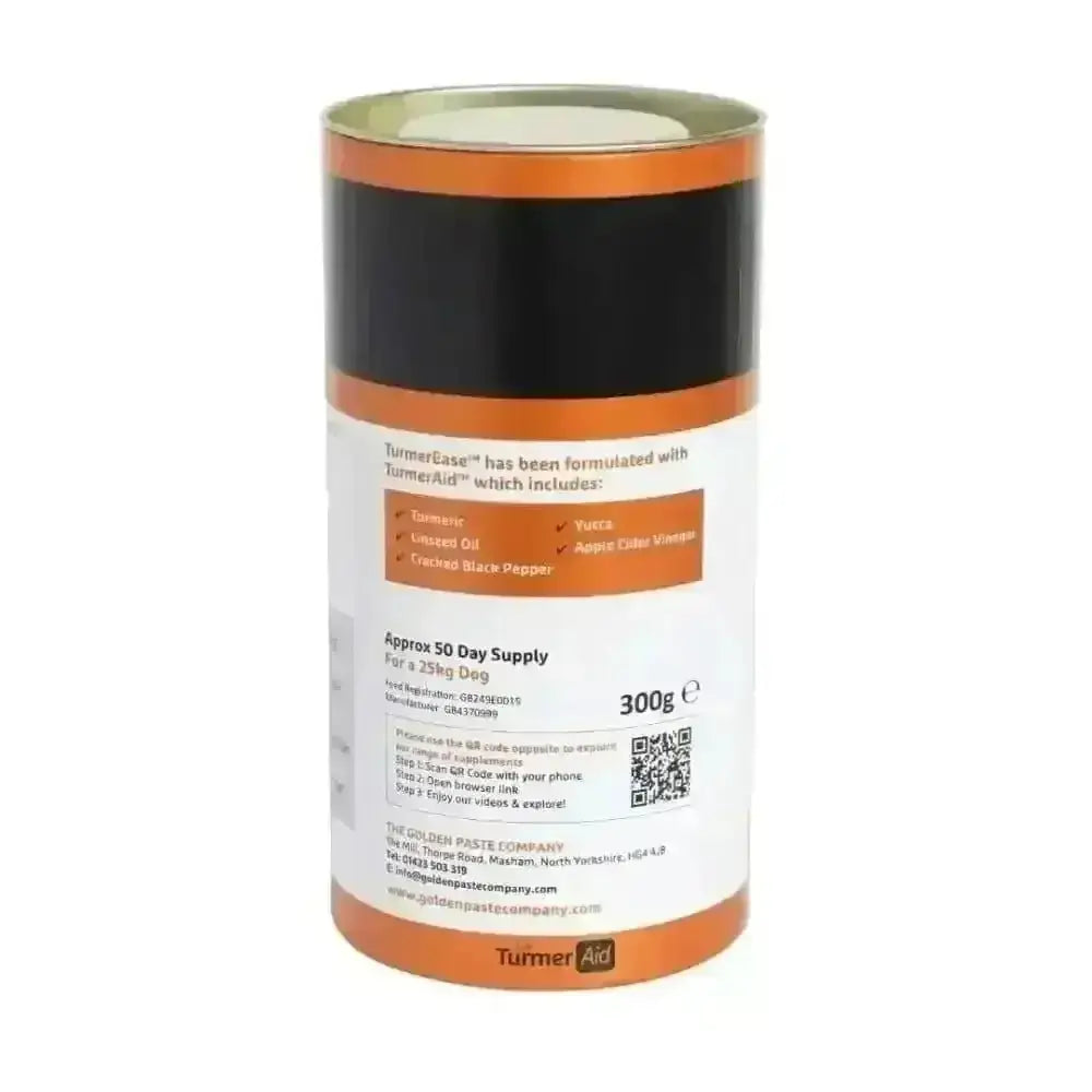 Golden Paste Co TurmerEase 300g container with orange and white label, black lid