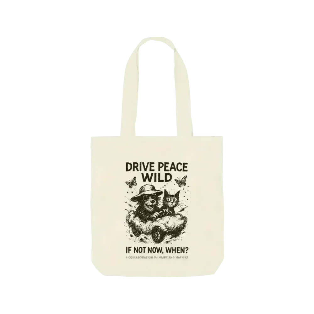 Eco-friendly Gonzo Wild Tote bag with bear and kitten design in natural cotton material
