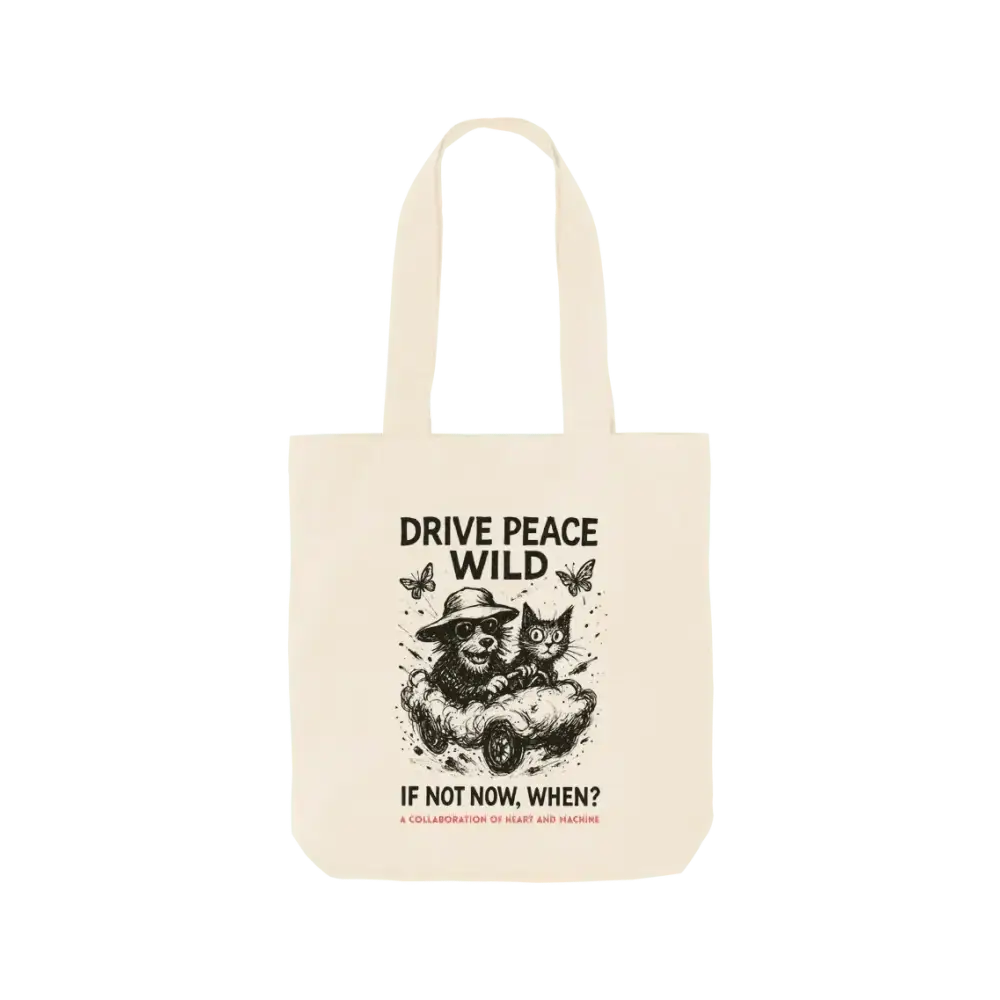 Eco-friendly Gonzo Wild Tote bag with bear and kitten design in natural cotton material