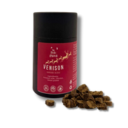 Festive Venison Slices in red black reindeer container