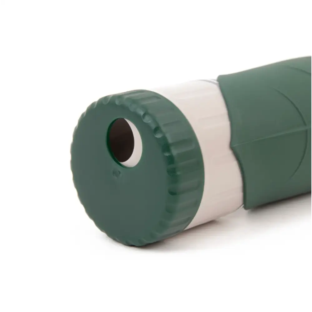 Green and white plastic flashlight with textured grip for Great&Small Active Treat & Travel Water Bottle