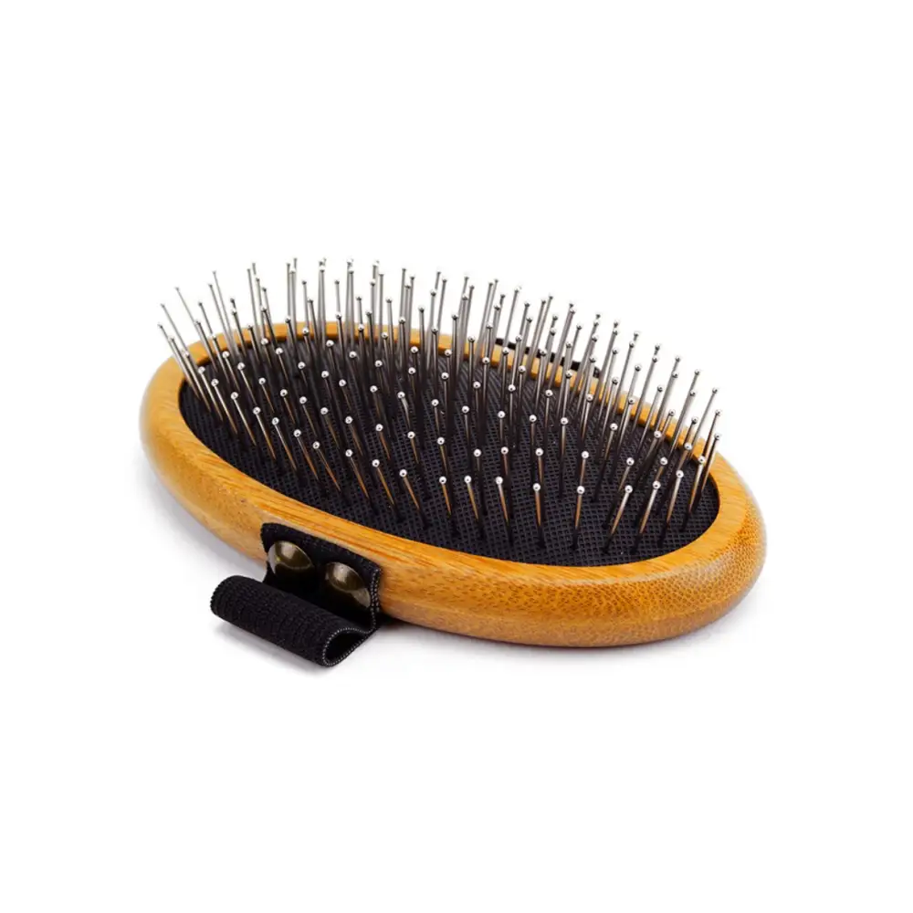 Great&Small Bamboo Palm Brush with wooden oval handle and black bristles