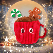 Great&Small Christmas Holiday Hot Chocolate mug with red corduroy, gingerbread man design