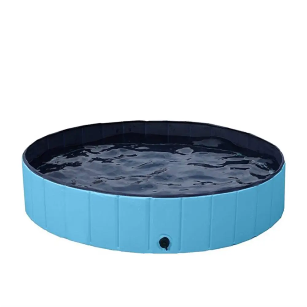 Great&Small Cool Pool: Blue Foldable Pet Pool with Durable Plastic and Spout