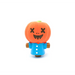 Toy figure with pumpkin head and blue shirt on a white background