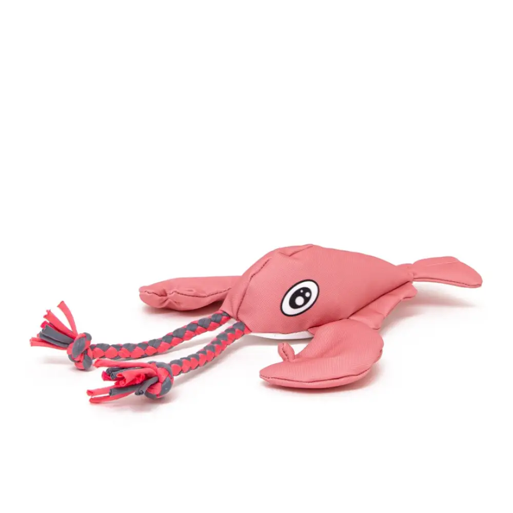 Great&Small Oddity Ocean Lobster Floating Toy 24cm pink dog toy with rope accents