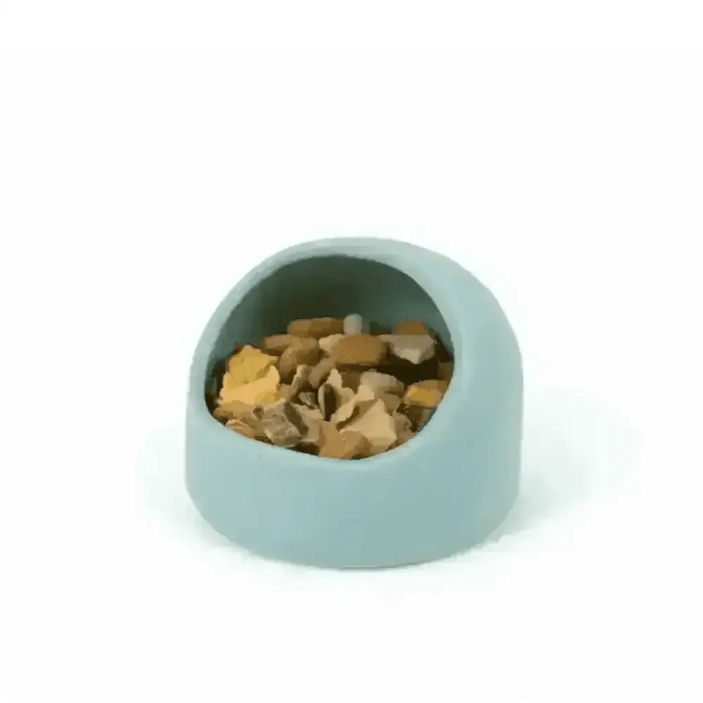 Penrose Teal Stoneware Small Animal Bowl with No-Slip Feet
