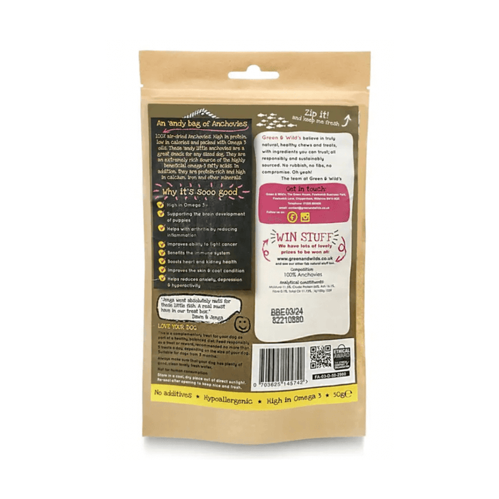 Green And Wilds 'Andy Bag of Anchovies Natural Dog Treats