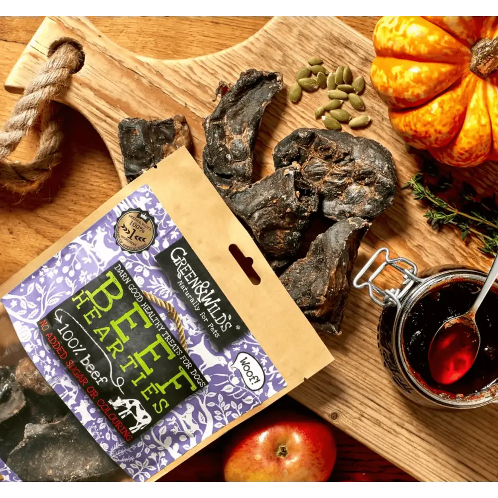 Green And Wilds Beef Hearties natural chews for dogs.