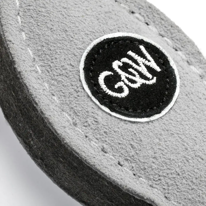 Gray fabric with a black and white patch displaying the word 'G&W'.