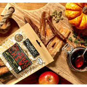 Green and Wilds Ox Jerky Chews with greens, beans, wood grain texture