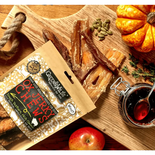 Green And Wilds Natural Ox Jerky Chews for dogs.