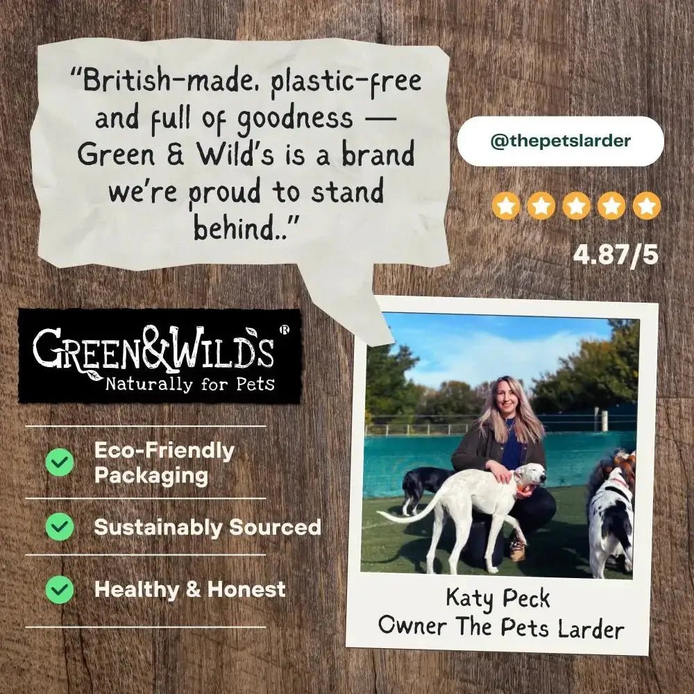 Green and Wilds premium fallow antler dog chews in eco-friendly bag